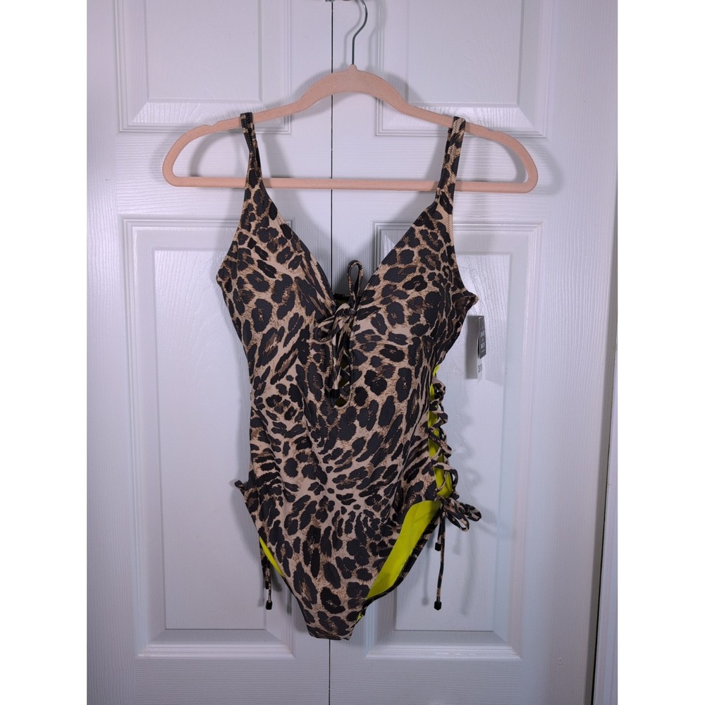 Bar Iii Women's Lace-up Cheetah Print Swimsuit New Small